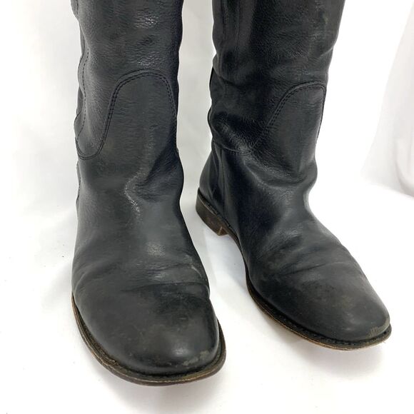Frye 77535 Tall Knee High Boots Black Leather Sz 9B Preowned (Read Description) - Picture 9 of 16